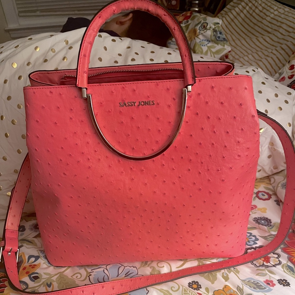 Never carried Sassy Jones Pamela pink ostrich bag. Amazing!